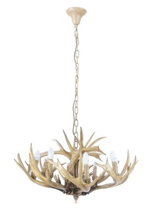 Люстра роги підвісна дерев'яна e14 40w br (bkl-095s/8) brille l18-003