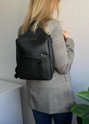 Чорний — сумка-рюкзак - великий якісний із зручною кишенею спереду (луцьк, 802)4 фото