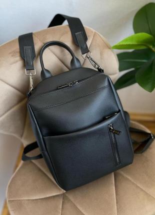 Черный - сумка-рюкзак - большой качественный с удобным карманом спереди (луцк, 802)