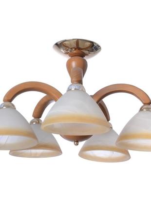 Люстра стельова дерев'яна e14 40w br (bkl-402c/5) brille 180484