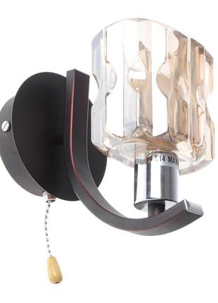 Бра настінне накладне з вимикачем класичне br-597w/1 e14 ch+w brille l66-075