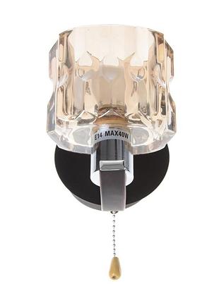 Бра настінне накладне з вимикачем класичне br-597w/1 e14 ch+w brille l66-0752 фото