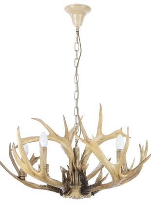 Люстра роги підвісна дерев'яна e14 40w br (bkl-095s/5) brille l18-002