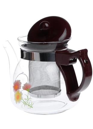 Чайник скляний для заварювання чаю 650ml ms-0483