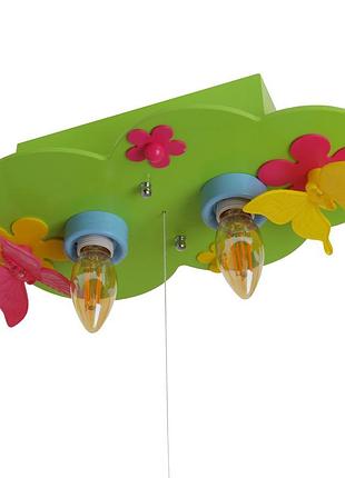 Люстра стельова дерев'яна для дитячої e14 40w mix (kl-402c/2) brille l75-0032 фото
