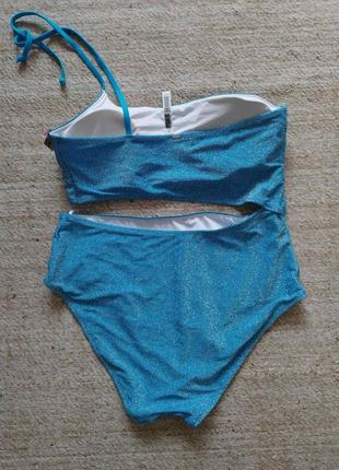 Слитный голубой купальник с вырезом на одно плечо victoria's secret р.xxl (50-52)5 фото