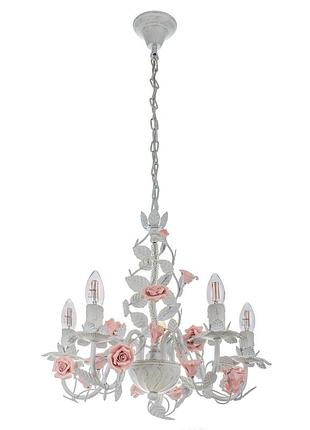 Люстра підвісна свічка флористика e14 40w wh (bkl-193s/5) brille 180554