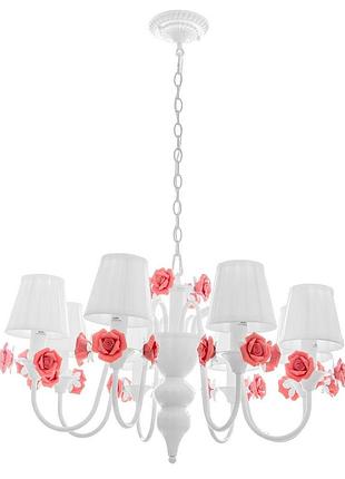Люстра підвісна з абажуром флористика e14 40w wh (bkl-517s/8) brille 23-385