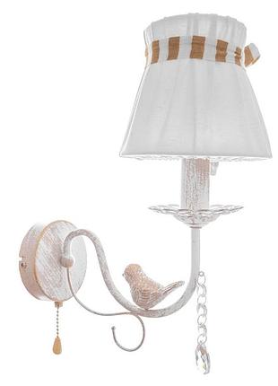 Бра настінне накладне прованс з абажуром bkl-660w/1 e14 wh/g brille 29-030