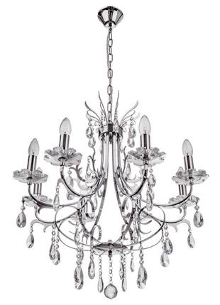 Люстра свічка підвісна кришталева e14 60w ch (bcl-410s/8) brille 186516