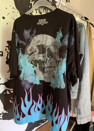 Футболка чоловіча vintage boohoo man huncho season 2 black blue flame tshirr 2020