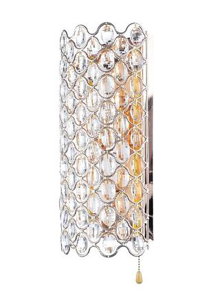 Бра настінне накладне led кришталеве з вимикачем bcl-488w/4*e14+24*0.5w brille 26-168