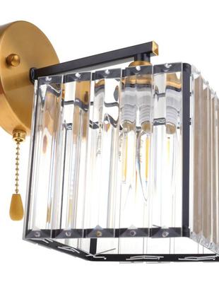 Бра зі шнуровим вимикачем чорне lk-717w/1 e27 bk+gdb brille 29-270