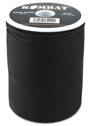 Шнур паракорд тактичний армійський військовий мотузок для спорядження kombat uk paraсord 100м чорний ku-22