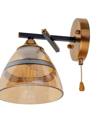 Бра з 1 плафоном золотисте lk-714w/1 e27 bk+gdb brille 29-267
