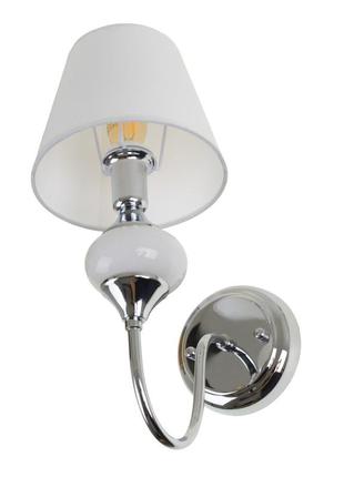 Бра настінне накладне з абажуром bkl-721w/1 e14 ch+wh brille 29-107