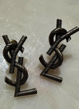 Серьги ив сен лоран в форме логотипа, позолота 18к