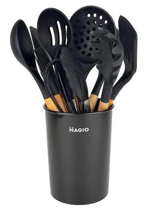 Набор кухонный из 11 силиконовых предметов magio mg-1141, набор принадлежностей для кухни из силикона