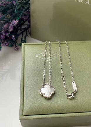 Набор ванклиф van cleef / клевер / белый - серьги, подвеска, браслет / натуральный перлам...