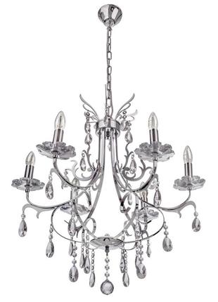 Люстра свічка підвісна кришталева e14 60w ch (bcl-410s/6) brille 186515