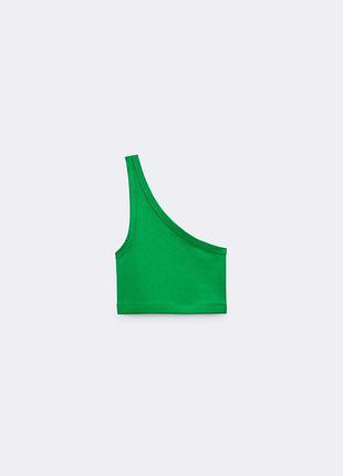 Базовый зеленый топ на одно плечо zara