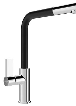 Змішувач для кухні з висувною лійкою mexen flora чорний латунь mex-670401-07