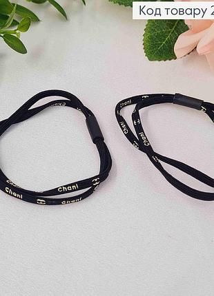 Резинка тонкая двойная черная "chanl", 5.5см в диаметре, аксессуар для волос