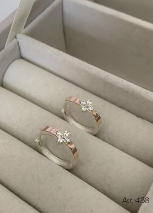 Серебряные серьги с золотом