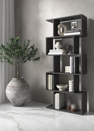 Полиця для книг,вітрини для віталень,етажерки та тумби, стелаж для дому, книжкова полиця антрацит