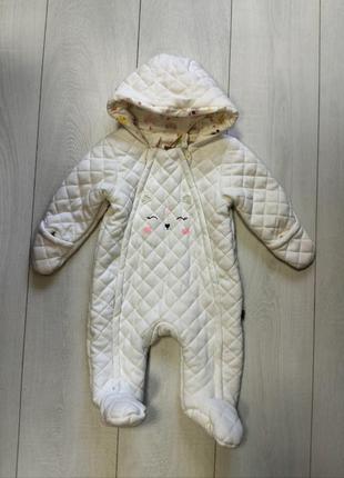 Комбинезон для девочки стеганый белый cool club 68, 80, 86см