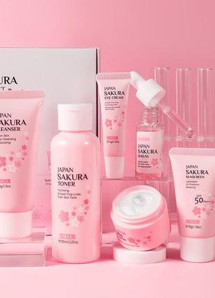 Набір косметики для зволоження та омолодження шкіри обличчя 6в1 laikou japan sakura, 6 продуктів4 фото