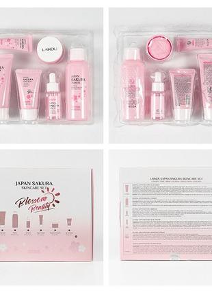 Набір косметики для зволоження та омолодження шкіри обличчя 6в1 laikou japan sakura, 6 продуктів3 фото