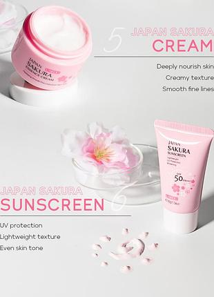 Набір косметики для зволоження та омолодження шкіри обличчя 6в1 laikou japan sakura, 6 продуктів6 фото