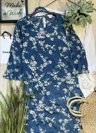 Gp j baker x h&m сине-голубое платье-туника в стиле бохо с широкими рукавами, размер l-xxl, цветочный принт