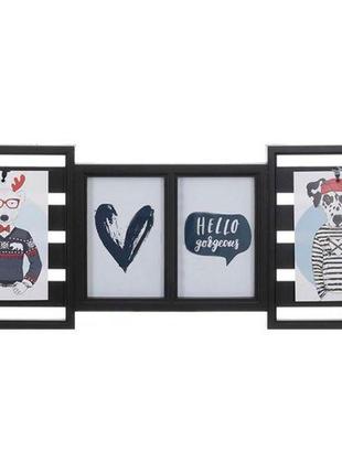 Фоторамка колаж на 4 фото 10x15 см чорна