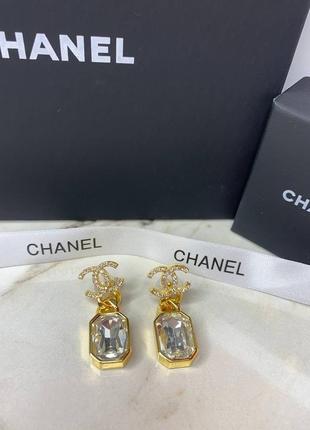 Брендовые серьги  с цирконием в позолоте / серьги с крупным кристаллом