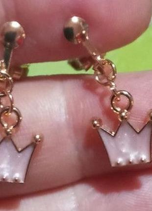 Дитячі кліпси сережки сережки (без проколювання) метал рожева корона