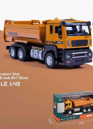 Машина металлическая на батарейках самосвал 1:43 свет звук 1210-73e