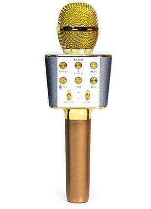 Беспроводной микрофон bluetooth караоке wster золотой ws-1688 gold