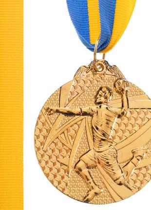 Медаль спортивная с лентой гандбол золото, серебро, бронза