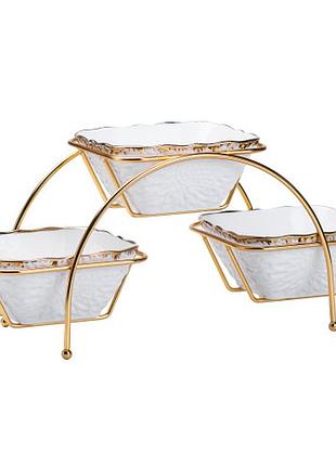 Изысканный набор  менажниц на подставке, набор из 3 менажниц высококачественная керамика 36*15,5*17 см