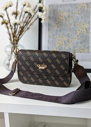 Сумка женская  guess коричневый кросс боди через плечо гесс