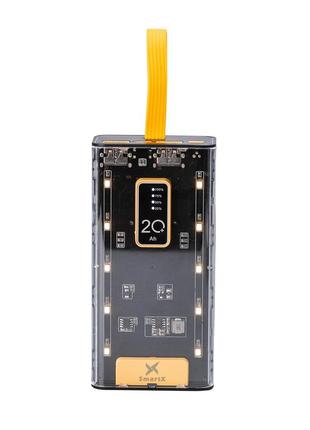 Повербанк 20000 mah powerbank usb / micro / type-c / lightning внешний аккумулятор 4 встроенных кабеля ku-22