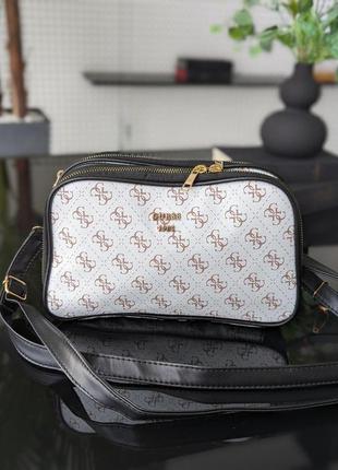 Сумка жіноча біла guess гесс крос-боді на три відділення