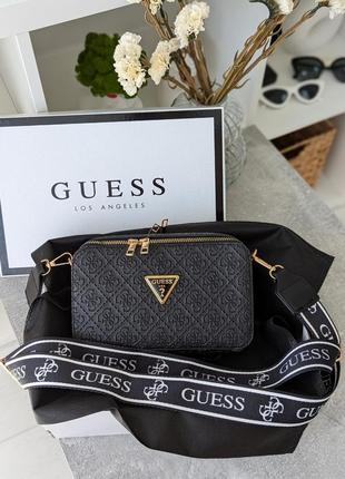 Сумка жіноча чорний стьобана guess гесс крос-боді мінілого