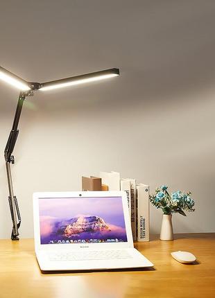 Настольная led лампа m-018d двойная светодиодная складная зажимная с поворотным кронштейном ku-22