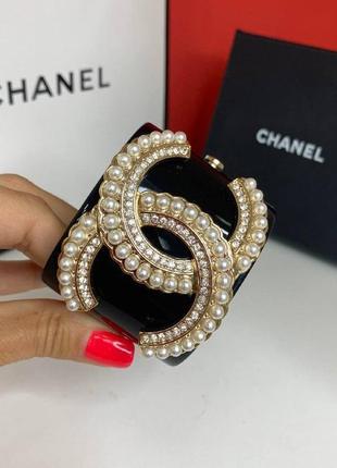 Роскошный брендовый браслет крупный пластиковый черный с логотипом. люкс упаковка