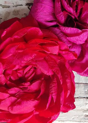 Брошь фуксия красная большая роза роза