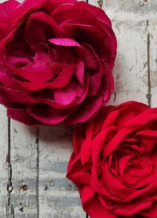 Брошь фуксия красная большая роза роза