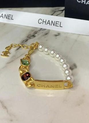 Брендовый браслет с жемчугом и цирконием  в позолоте. люкс качество